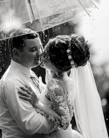 Свадебная съемка под дождем
